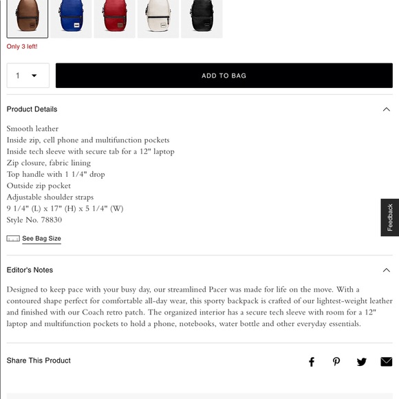 Coach Pacer backpack - Picture 10 of 10